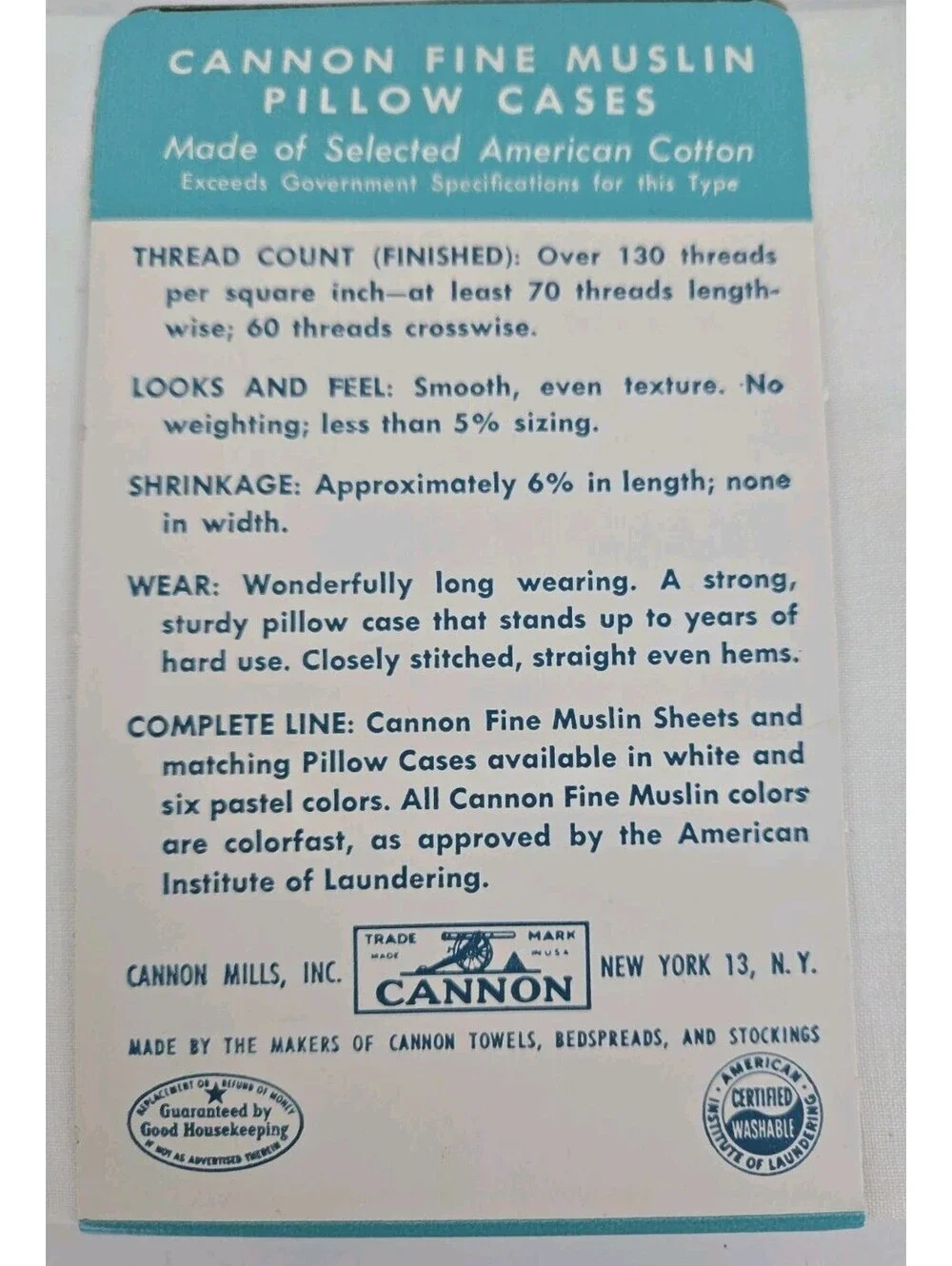 Vintage Cannon Pillow Cases White 2 Fine Muslin All Cotton Made USA New